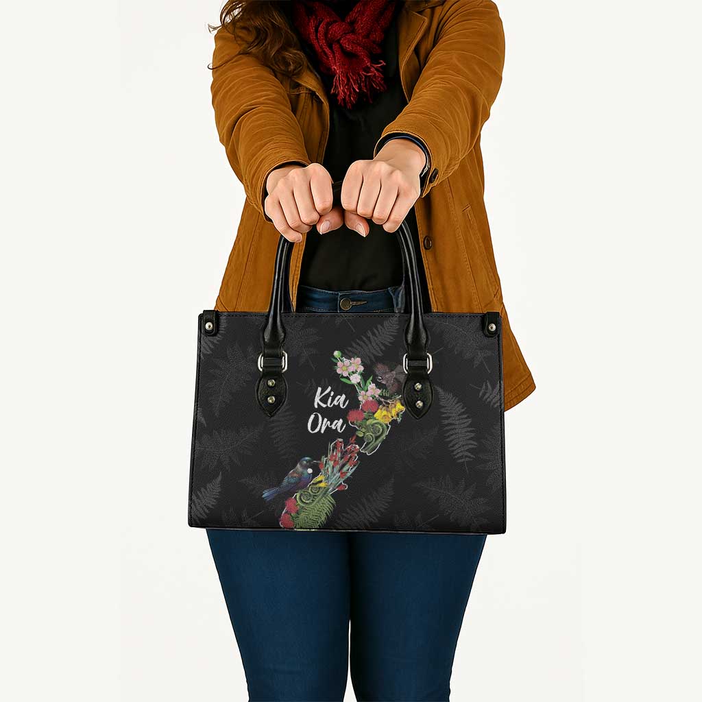 Kia Ora New Zealand Floral Leather Bag Black - Aussie Hoodie