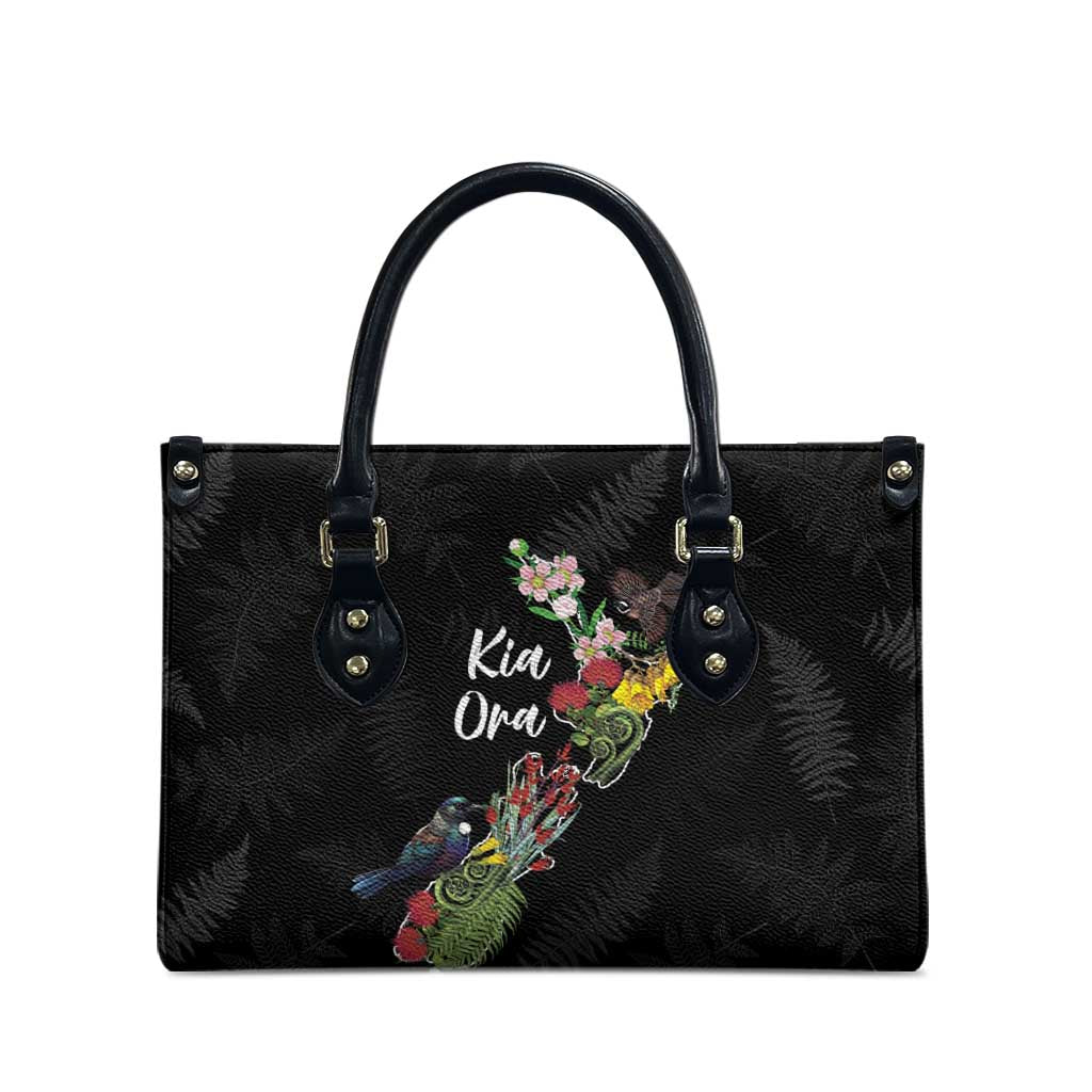 Kia Ora New Zealand Floral Leather Bag Black - Aussie Hoodie