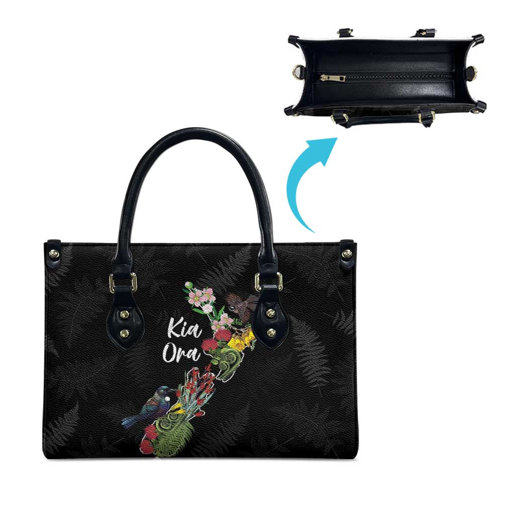 Kia Ora New Zealand Floral Leather Bag Black - Aussie Hoodie