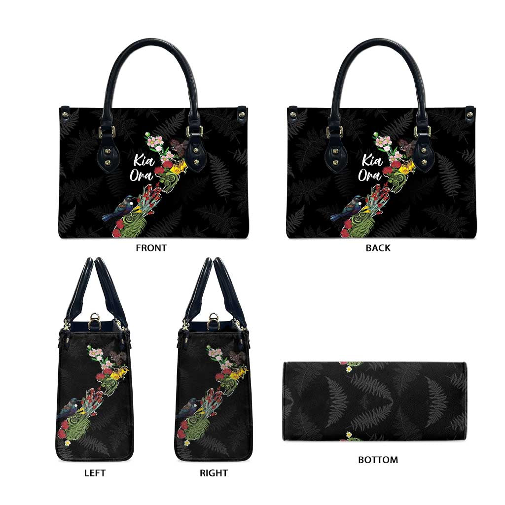 Kia Ora New Zealand Floral Leather Bag Black - Aussie Hoodie
