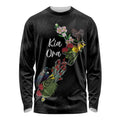 Kia Ora New Zealand Floral Personalized Long Sleeve Shirt Black - Aussie Hoodie