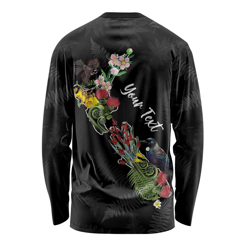 Kia Ora New Zealand Floral Personalized Long Sleeve Shirt Black - Aussie Hoodie