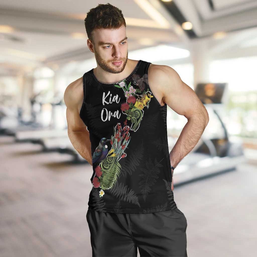 Kia Ora New Zealand Floral Personalized Men Tank Top Black - Aussie Hoodie
