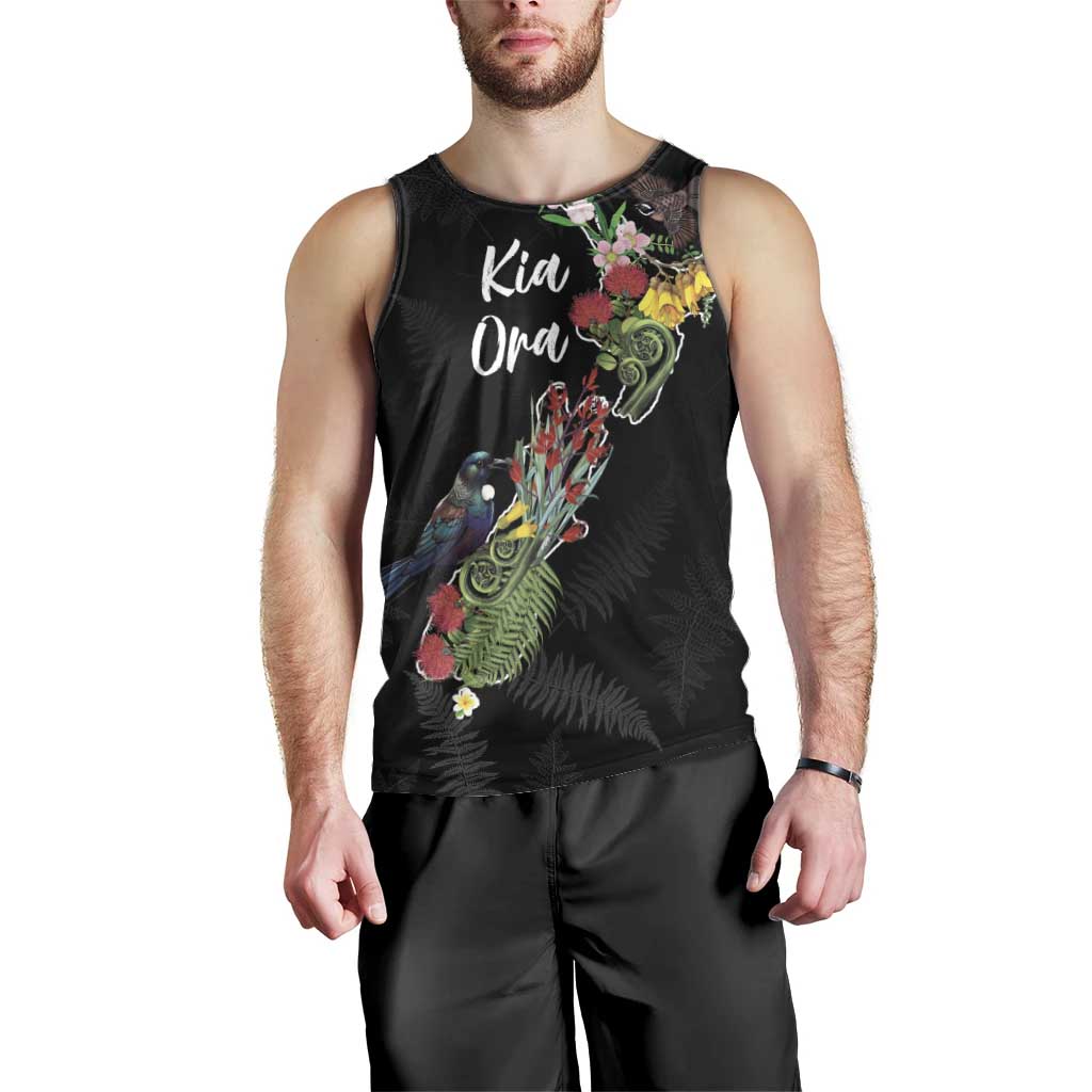 Kia Ora New Zealand Floral Personalized Men Tank Top Black - Aussie Hoodie