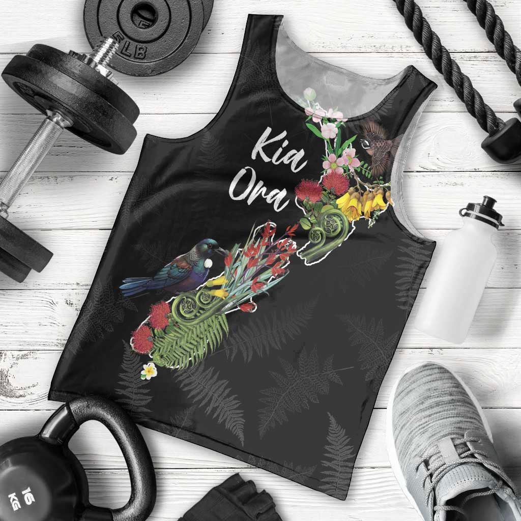 Kia Ora New Zealand Floral Personalized Men Tank Top Black - Aussie Hoodie