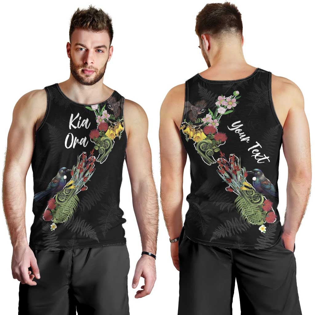 Kia Ora New Zealand Floral Personalized Men Tank Top Black - Aussie Hoodie
