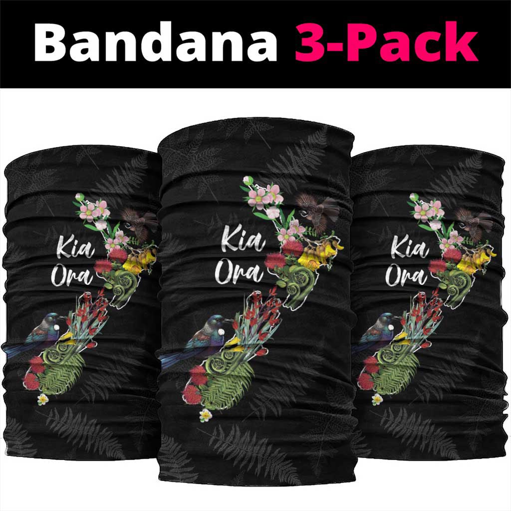 Kia Ora New Zealand Floral Neck Gaiter Black - Aussie Hoodie