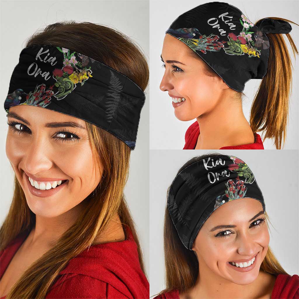 Kia Ora New Zealand Floral Neck Gaiter Black - Aussie Hoodie