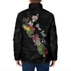 Kia Ora New Zealand Floral Personalized Padded Jacket Black - Aussie Hoodie