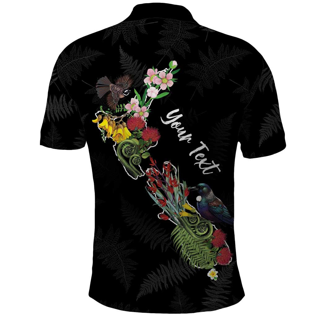 Kia Ora New Zealand Floral Personalized Polo Shirt Black - Aussie Hoodie