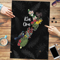 Kia Ora New Zealand Floral Puzzle Black - Aussie Hoodie