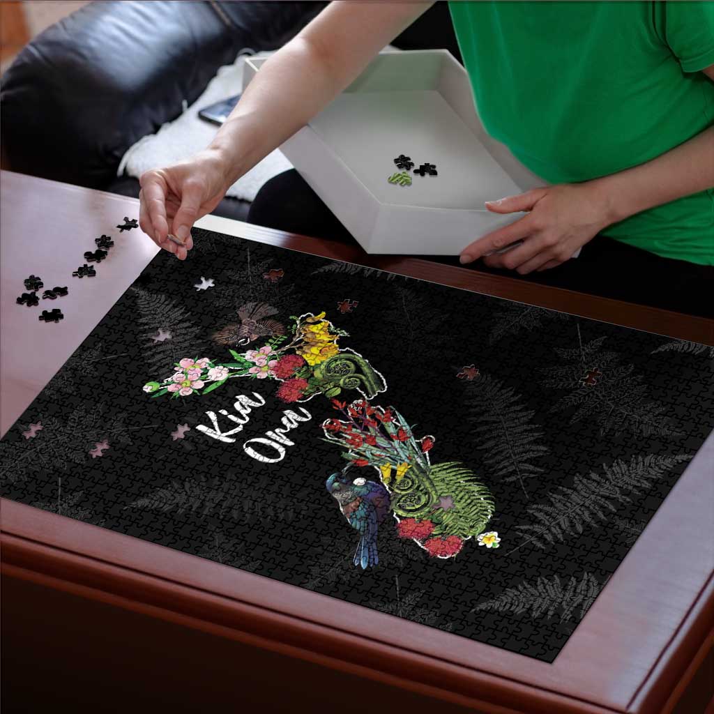Kia Ora New Zealand Floral Puzzle Black - Aussie Hoodie