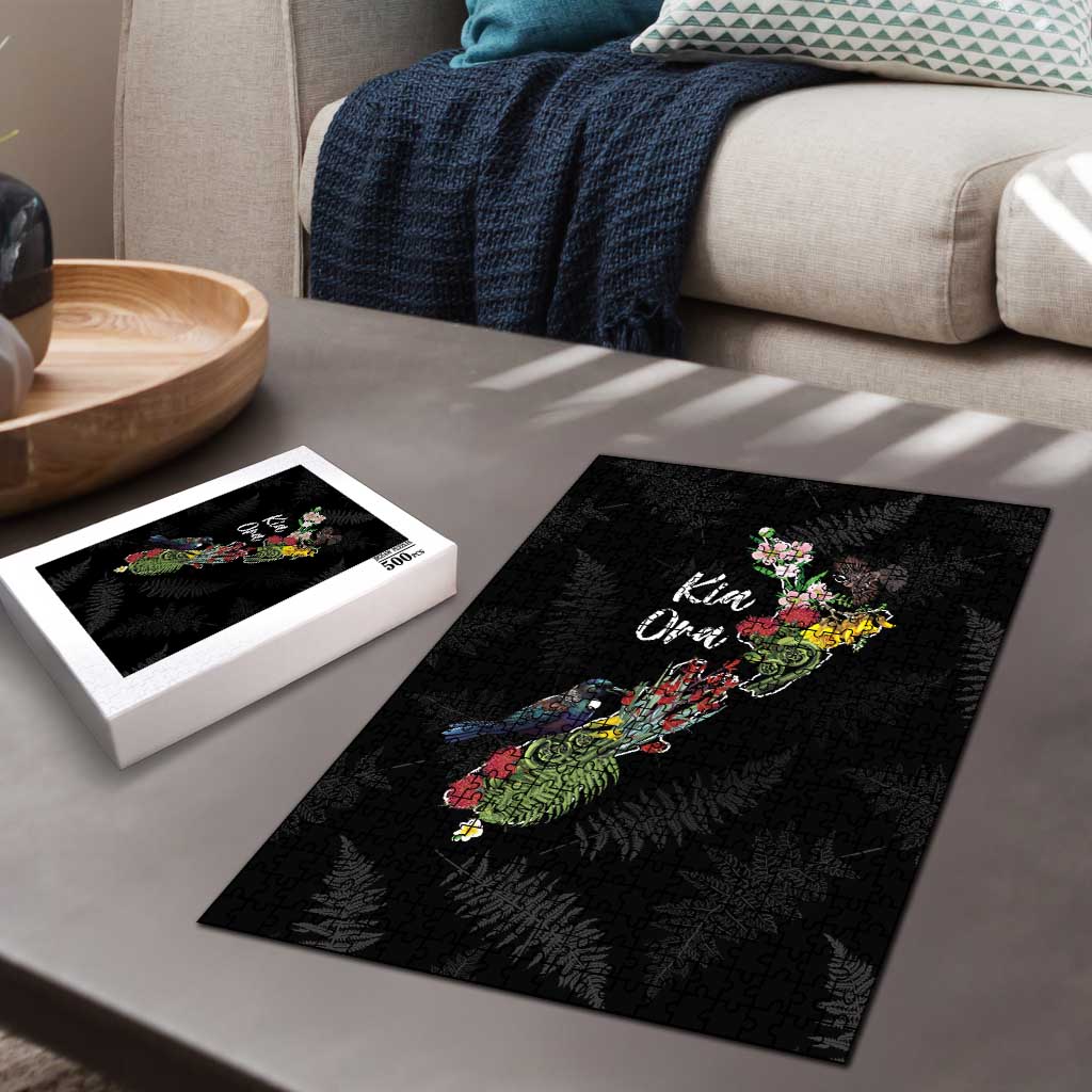 Kia Ora New Zealand Floral Puzzle Black - Aussie Hoodie