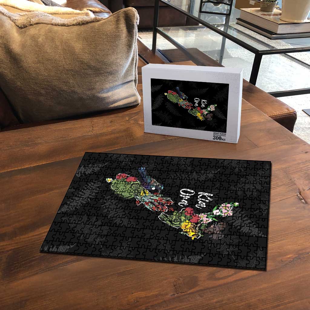 Kia Ora New Zealand Floral Puzzle Black - Aussie Hoodie