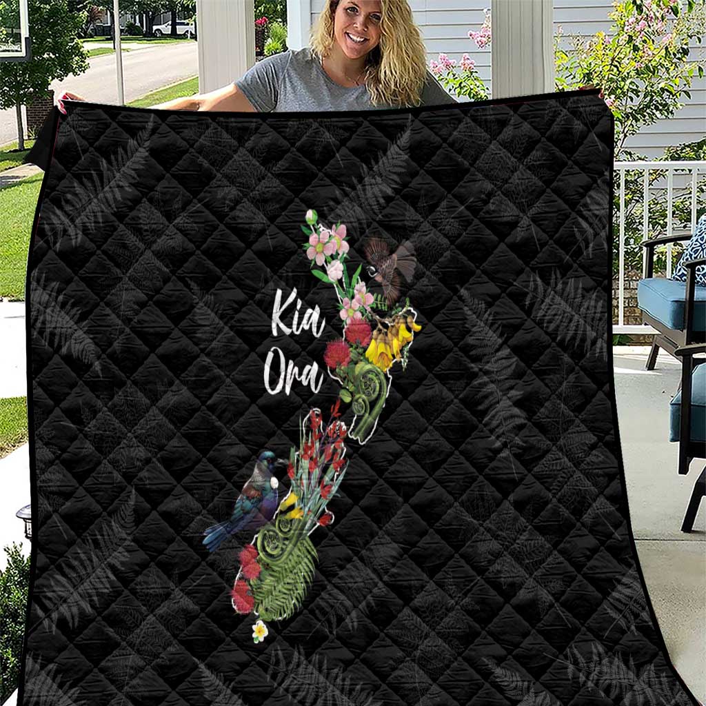 Kia Ora New Zealand Floral Quilt Black - Aussie Hoodie