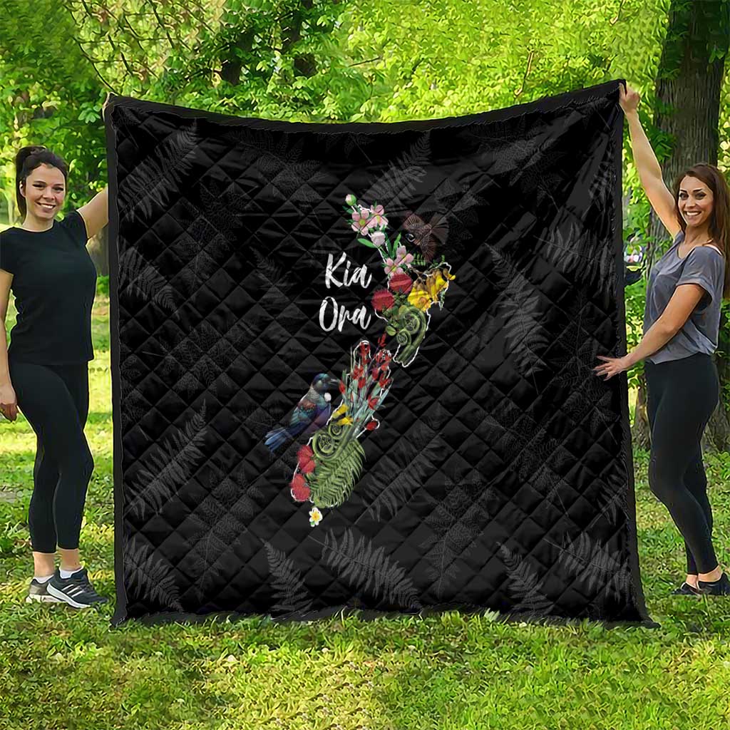 Kia Ora New Zealand Floral Quilt Black - Aussie Hoodie