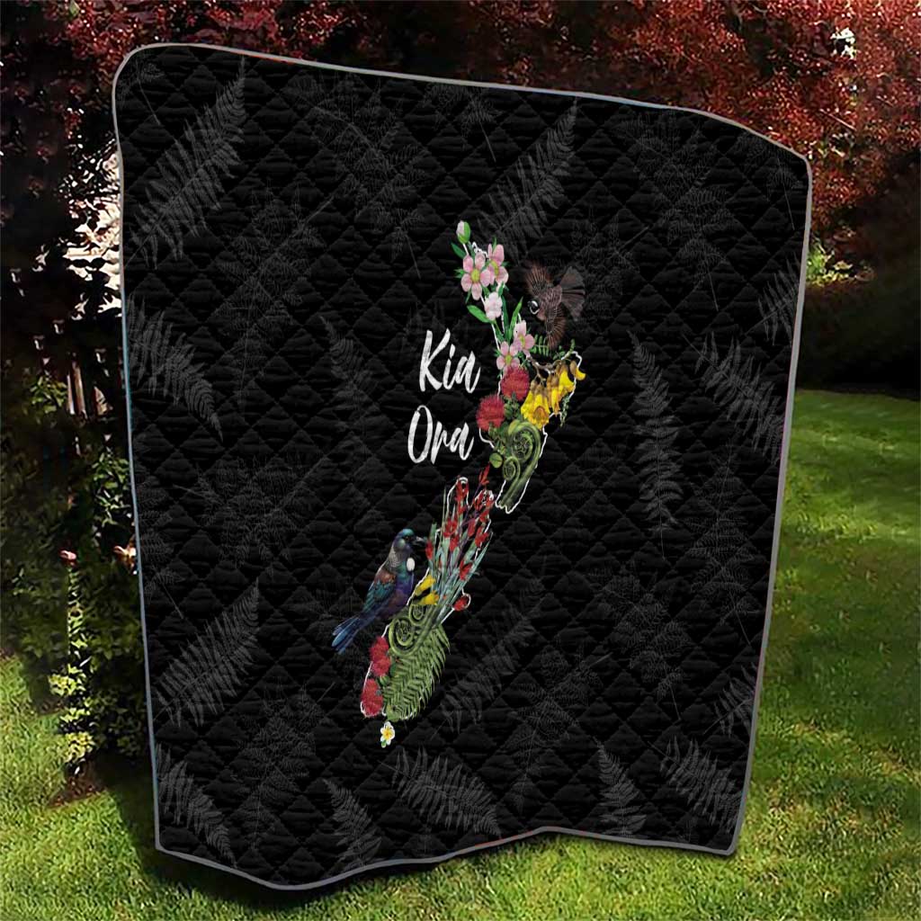 Kia Ora New Zealand Floral Quilt Black - Aussie Hoodie