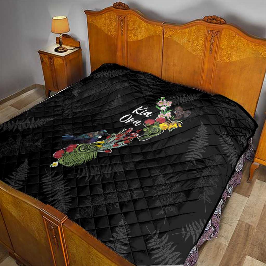 Kia Ora New Zealand Floral Quilt Black - Aussie Hoodie