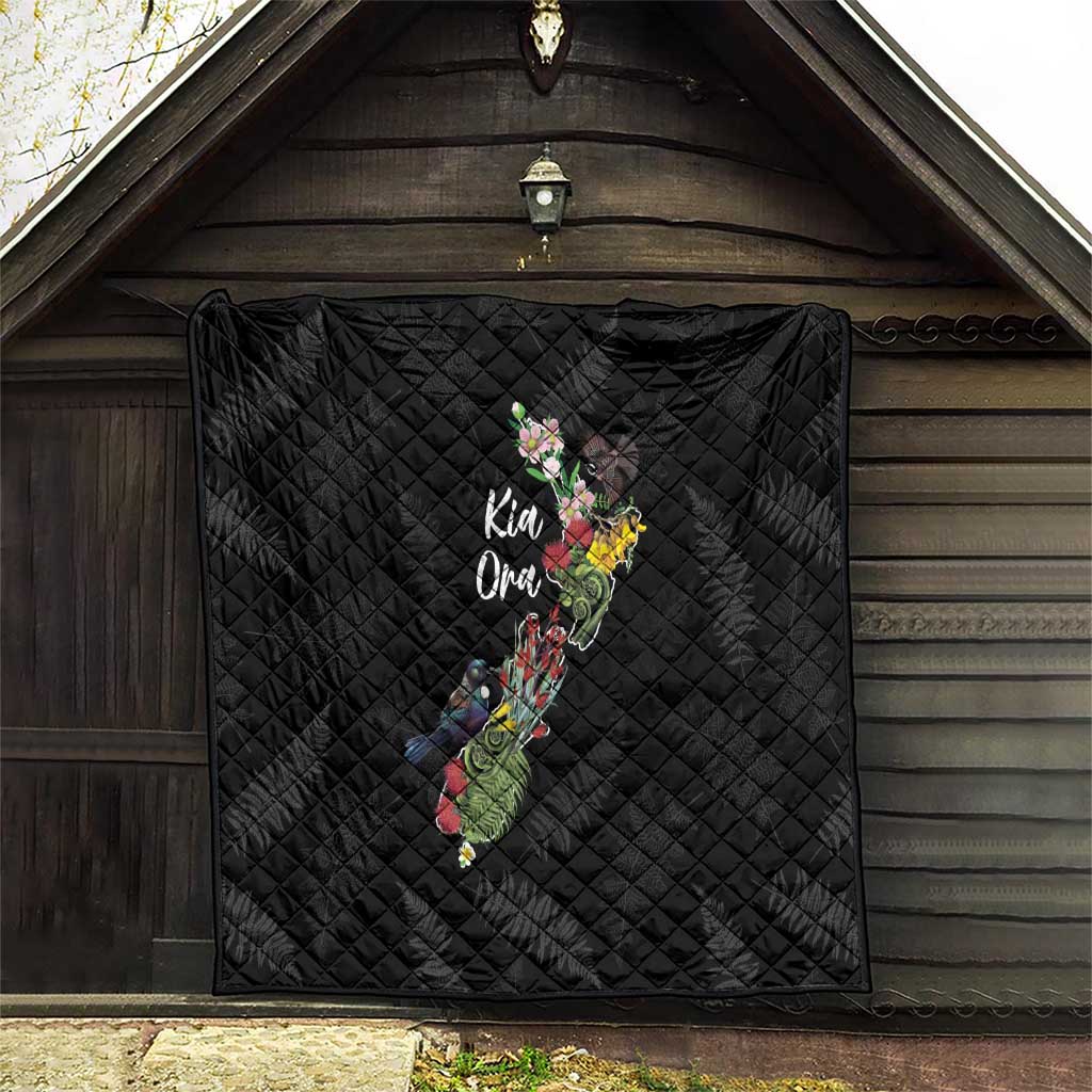 Kia Ora New Zealand Floral Quilt Black - Aussie Hoodie