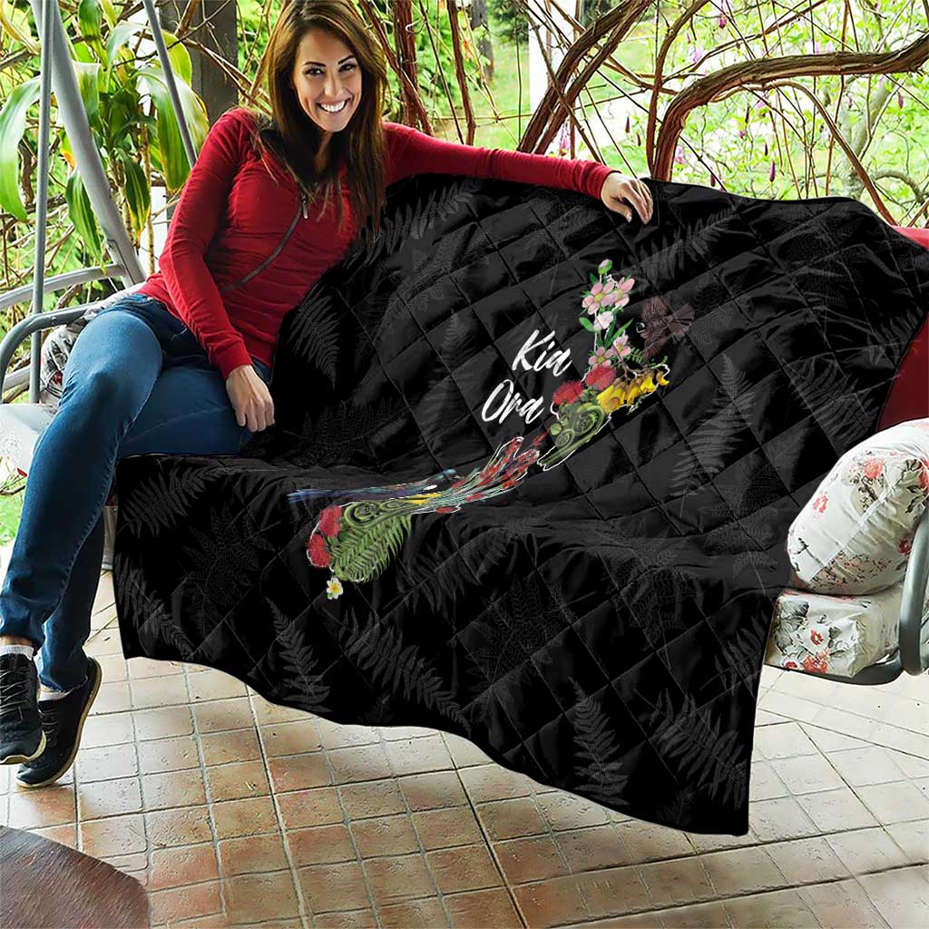 Kia Ora New Zealand Floral Quilt Black - Aussie Hoodie