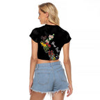 Kia Ora New Zealand Floral Personalized Raglan Cropped T Shirt Black - Aussie Hoodie