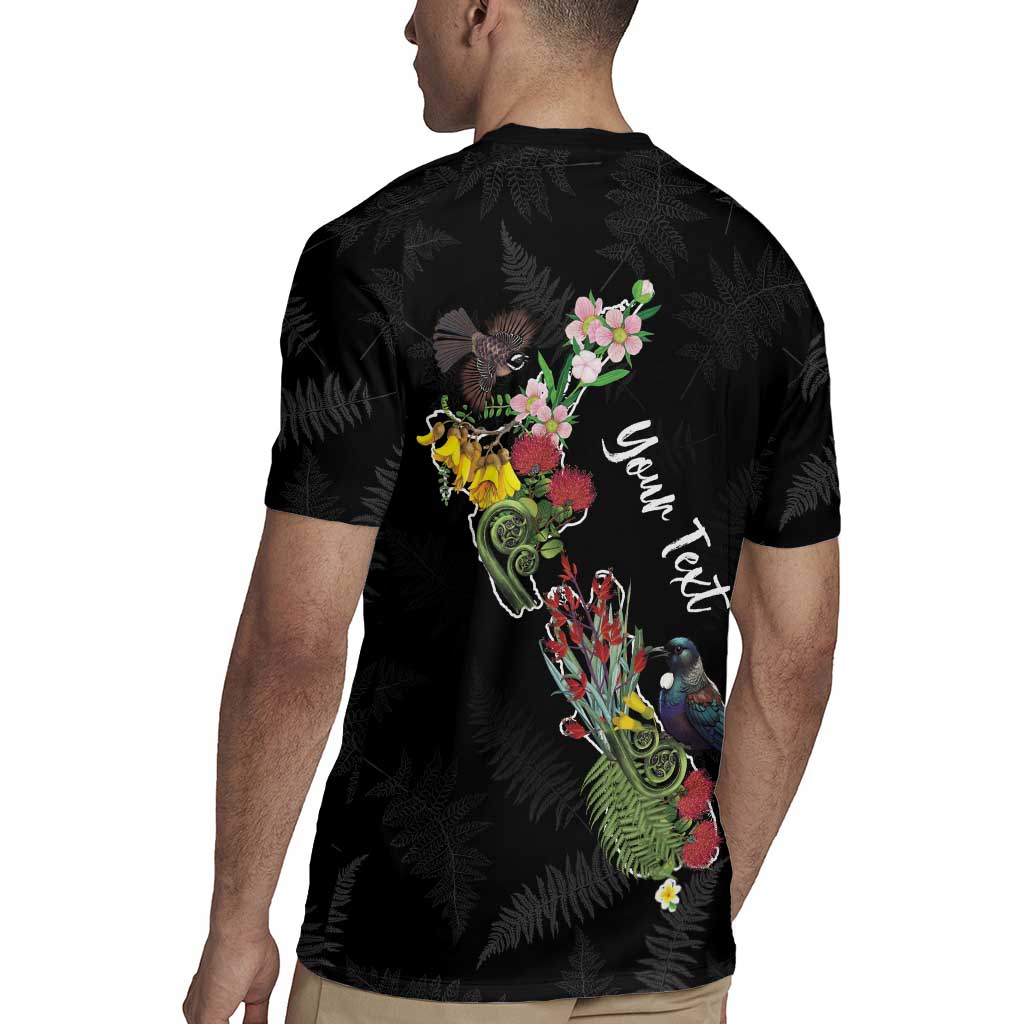 Kia Ora New Zealand Floral Personalized Rugby Jersey Black - Aussie Hoodie