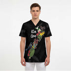 Kia Ora New Zealand Floral Personalized Scrub Top Black - Aussie Hoodie