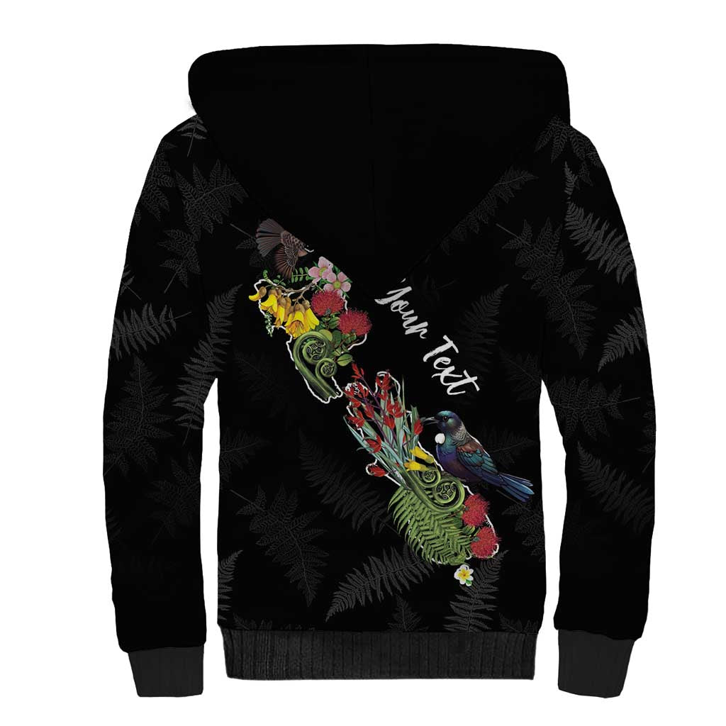Kia Ora New Zealand Floral Personalized Sherpa Hoodie Black - Aussie Hoodie