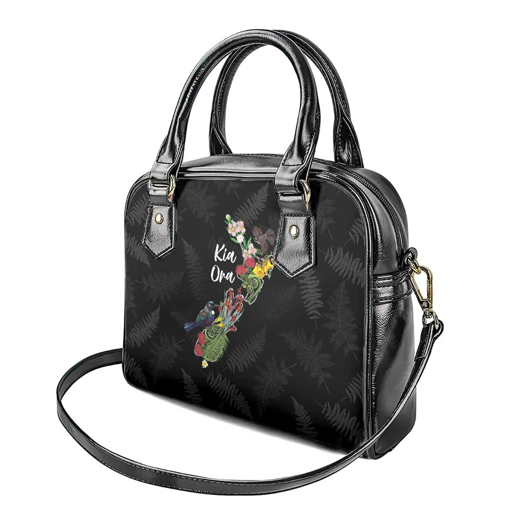 Kia Ora New Zealand Floral Shoulder Handbag Black - Aussie Hoodie