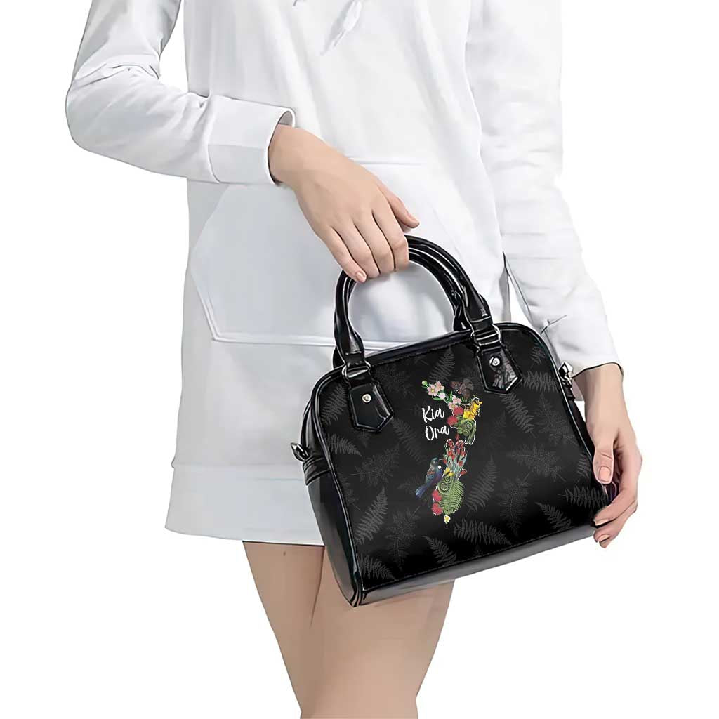 Kia Ora New Zealand Floral Shoulder Handbag Black - Aussie Hoodie