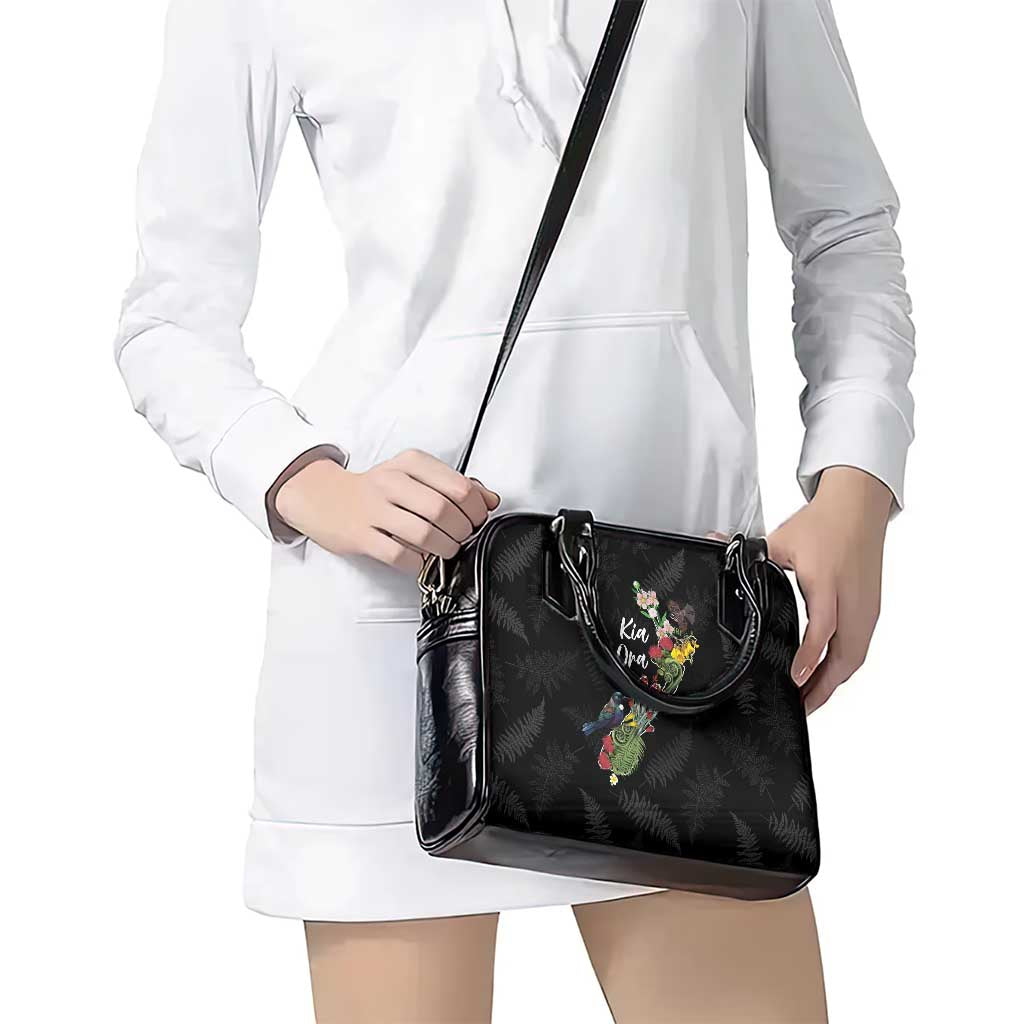 Kia Ora New Zealand Floral Shoulder Handbag Black - Aussie Hoodie
