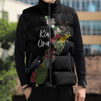 Kia Ora New Zealand Floral Personalized Sleeveless Puffer Jacket Black - Aussie Hoodie