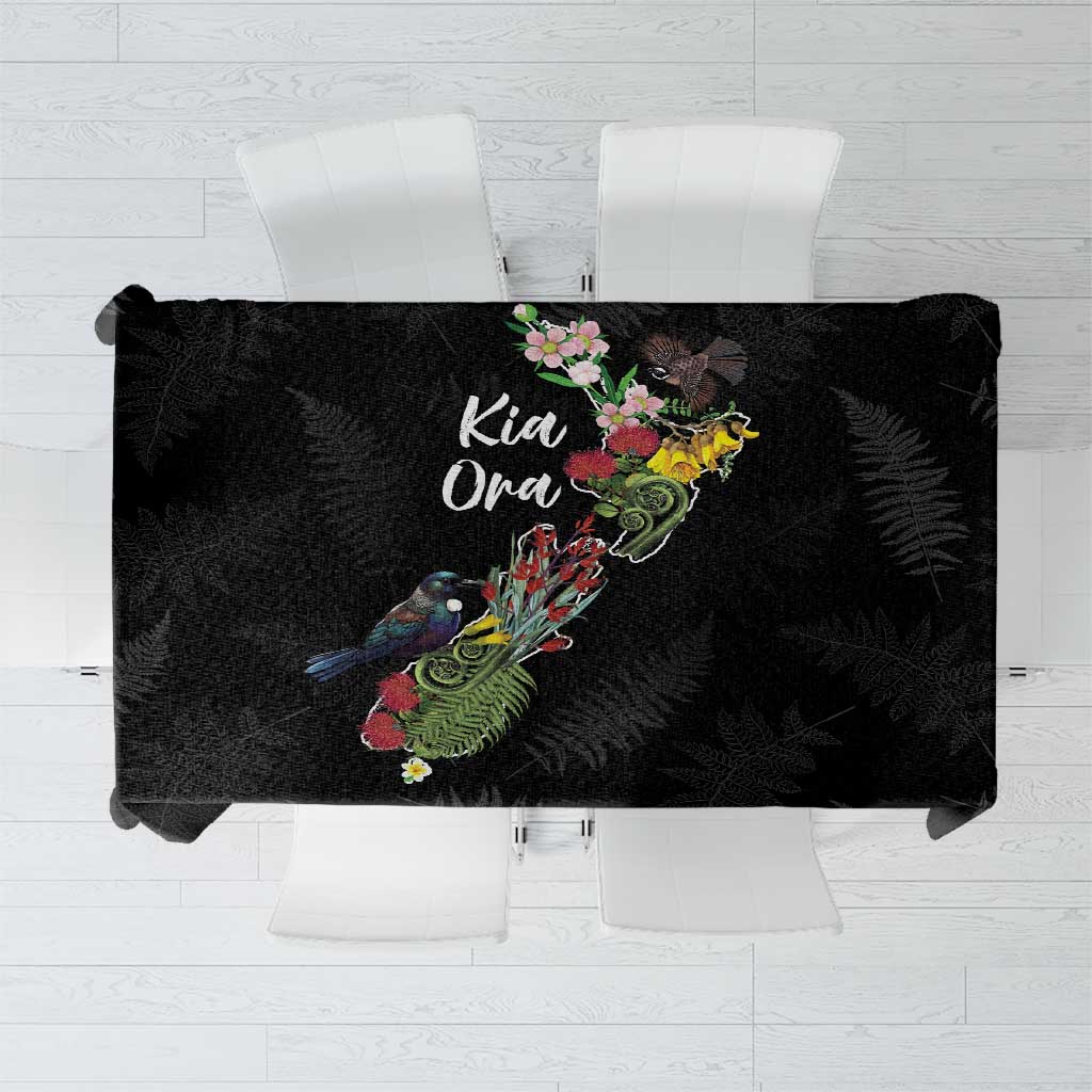 Kia Ora New Zealand Floral Tablecloth Black - Aussie Hoodie