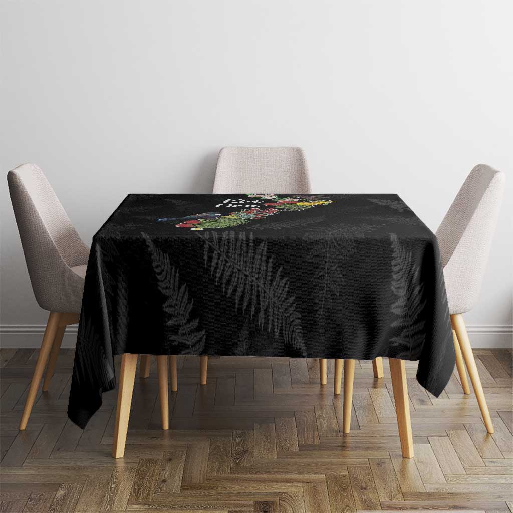 Kia Ora New Zealand Floral Tablecloth Black - Aussie Hoodie