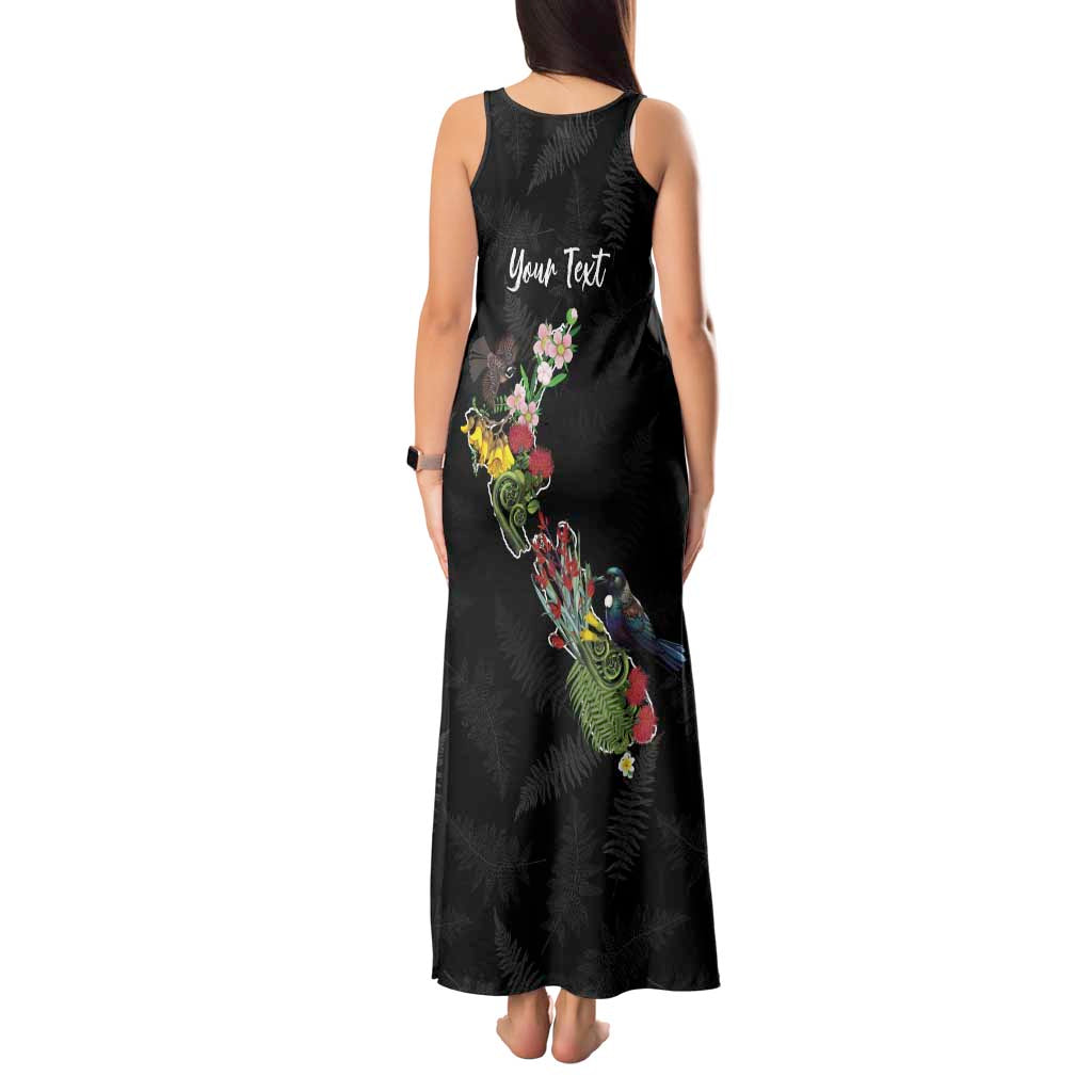 Kia Ora New Zealand Floral Personalized Tank Maxi Dress Black - Aussie Hoodie