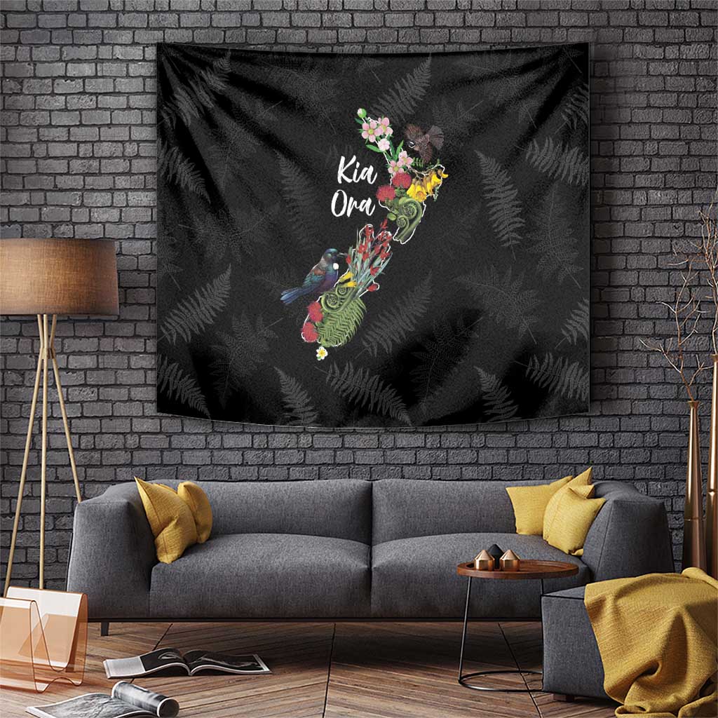 Kia Ora New Zealand Floral Tapestry Black - Aussie Hoodie