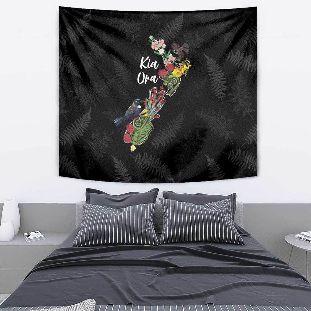 Kia Ora New Zealand Floral Tapestry Black - Aussie Hoodie