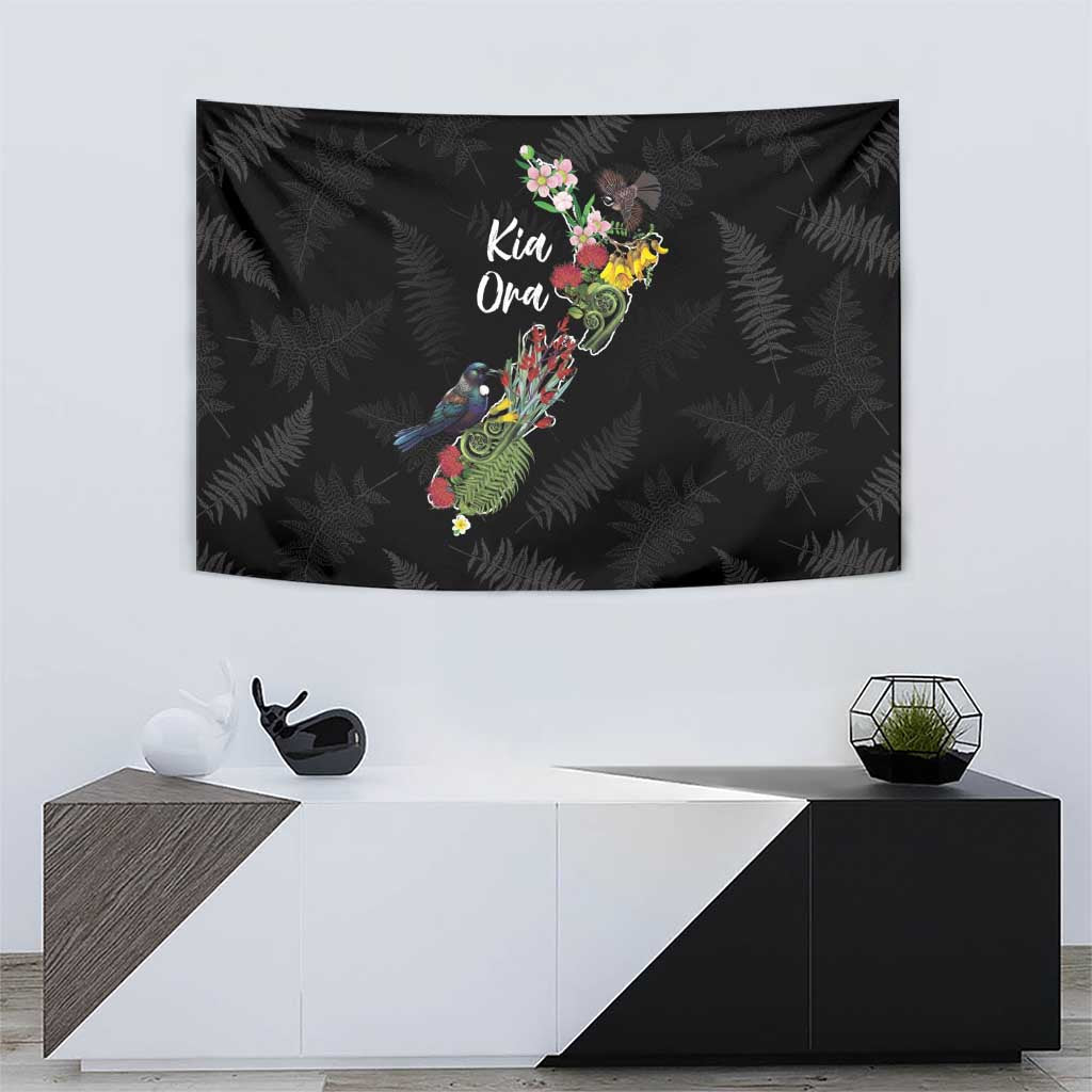 Kia Ora New Zealand Floral Tapestry Black - Aussie Hoodie