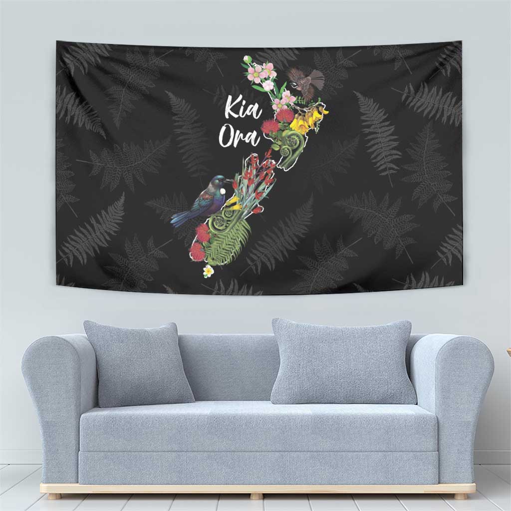 Kia Ora New Zealand Floral Tapestry Black - Aussie Hoodie