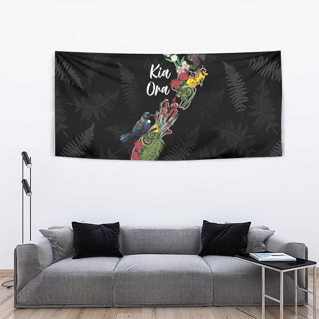 Kia Ora New Zealand Floral Tapestry Black - Aussie Hoodie