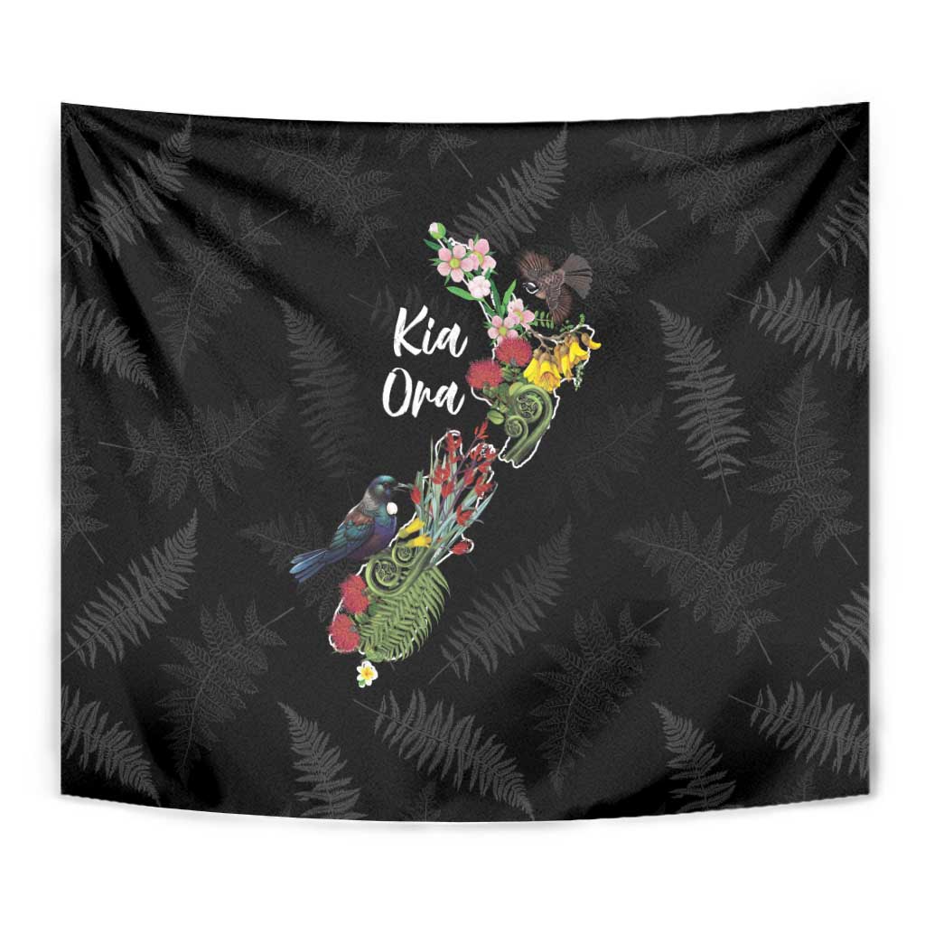Kia Ora New Zealand Floral Tapestry Black - Aussie Hoodie