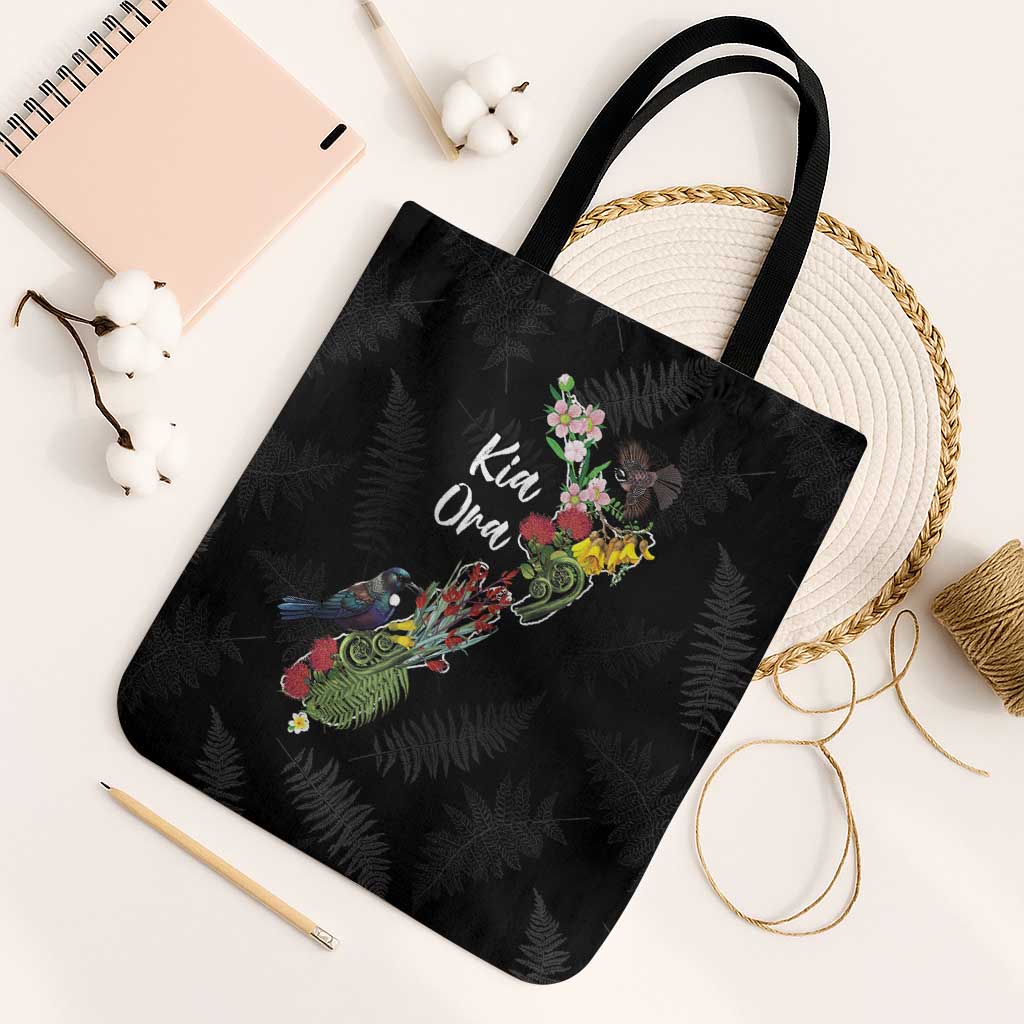Kia Ora New Zealand Floral Tote Bag Black - Aussie Hoodie