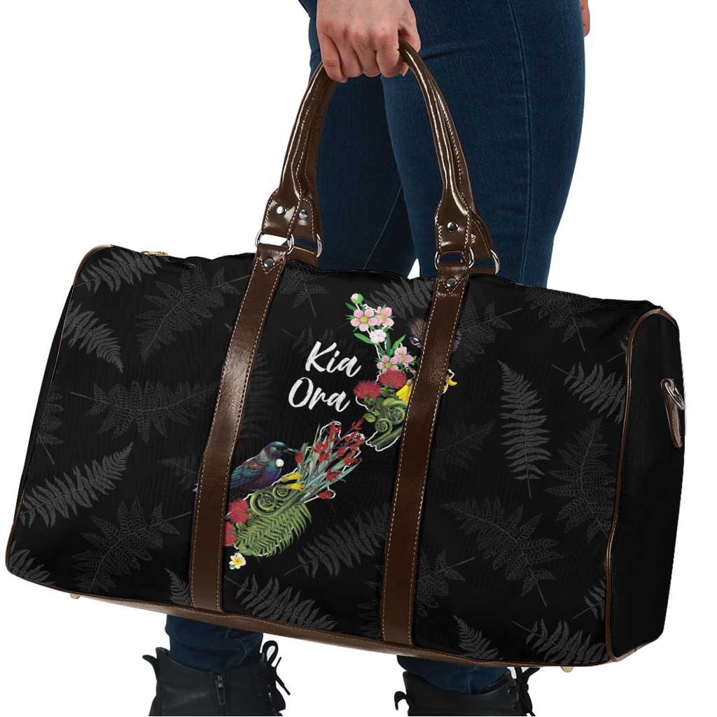 Kia Ora New Zealand Floral Travel Bag Black - Aussie Hoodie