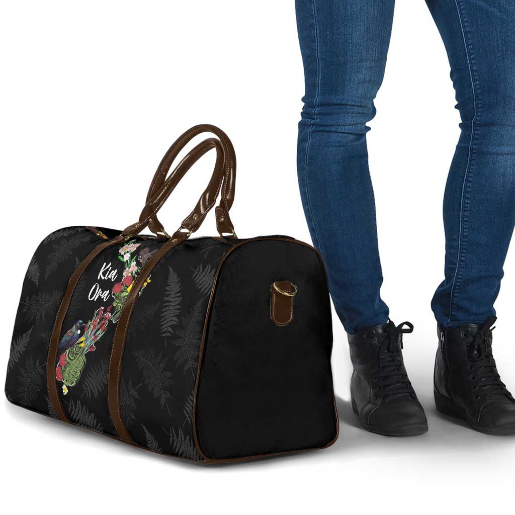 Kia Ora New Zealand Floral Travel Bag Black - Aussie Hoodie
