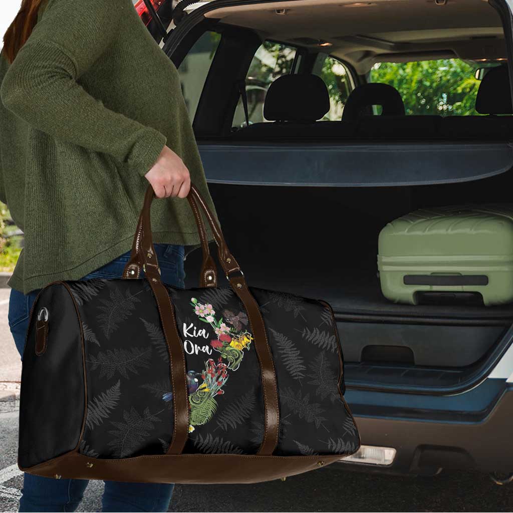 Kia Ora New Zealand Floral Travel Bag Black - Aussie Hoodie