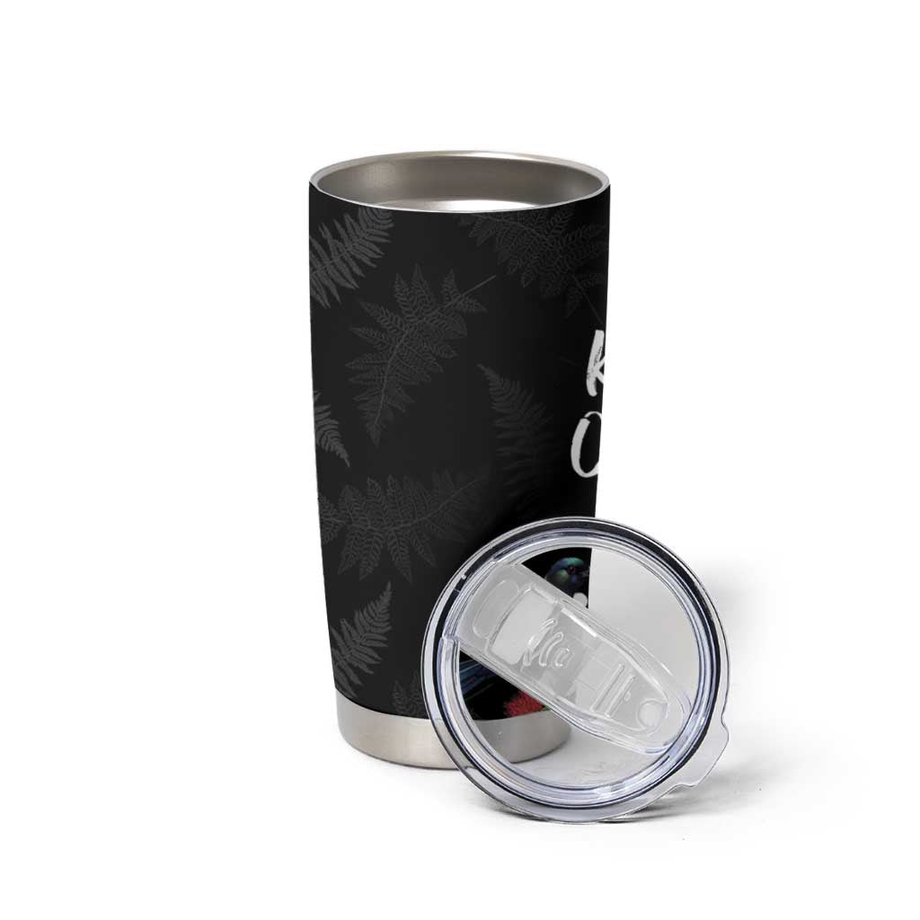 Kia Ora New Zealand Floral Tumbler Cup Black - Aussie Hoodie