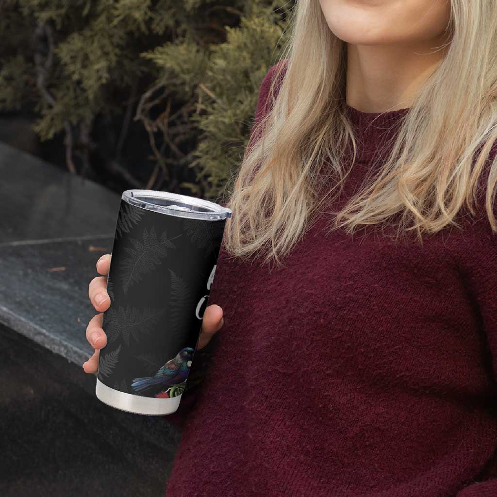 Kia Ora New Zealand Floral Tumbler Cup Black - Aussie Hoodie