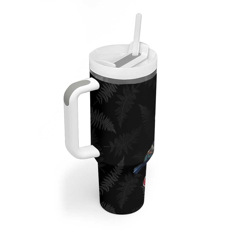 Kia Ora New Zealand Floral Tumbler With Handle Black - Aussie Hoodie