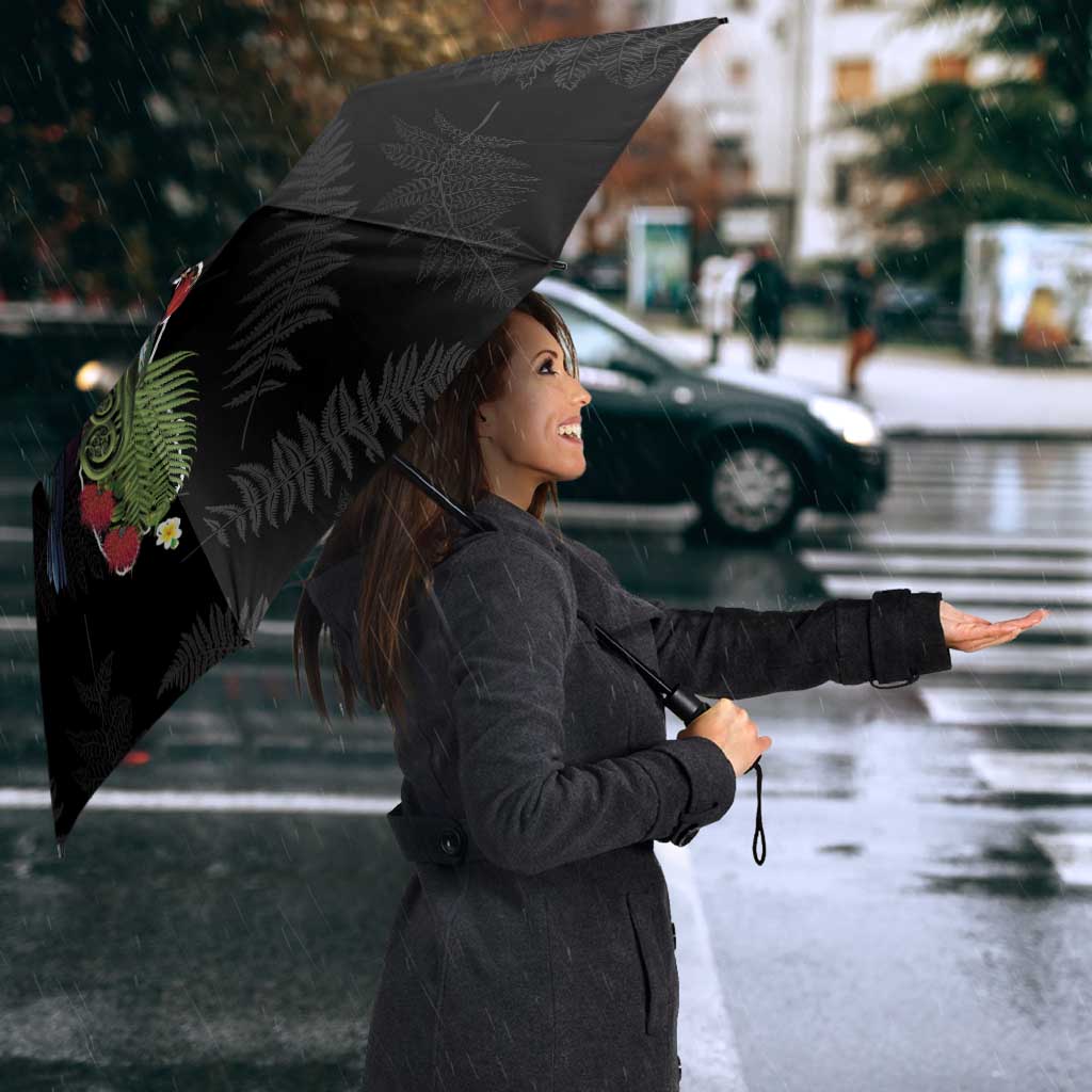 Kia Ora New Zealand Floral Umbrella Black - Aussie Hoodie