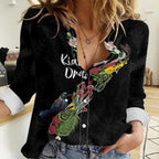 Kia Ora New Zealand Floral Personalized Women Casual Shirt Black - Aussie Hoodie